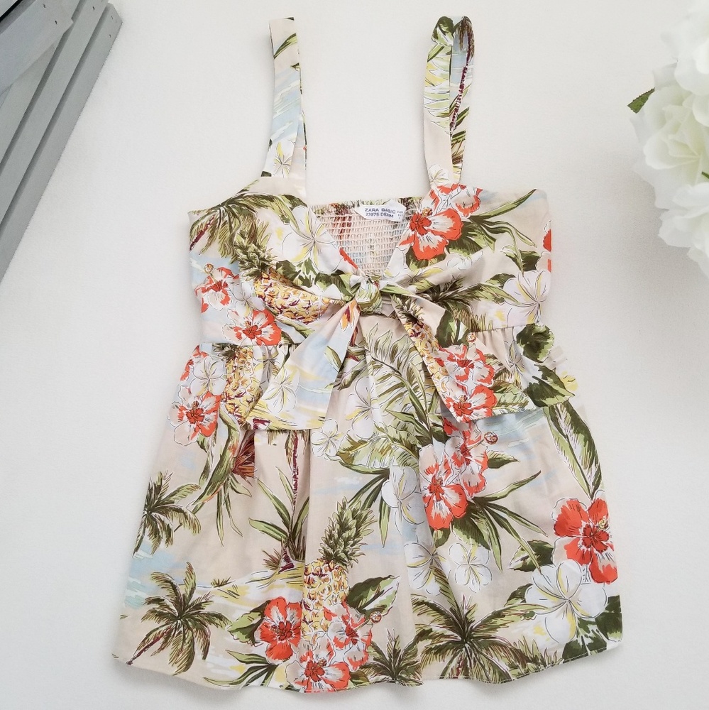 Zara Basic Tropical Print Top